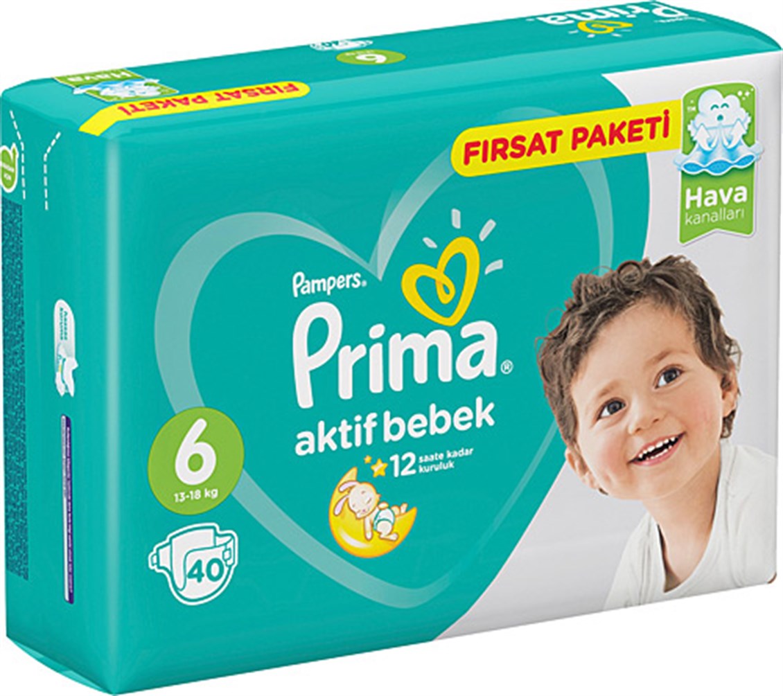 Prima Aktif Bebek 6 Xl  Fırsat Paket 40'lı Bebek Bezi