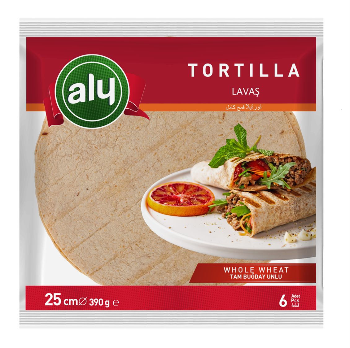 Aly Tortilla Tam Buğday 25 cm 6'lı 390 gr