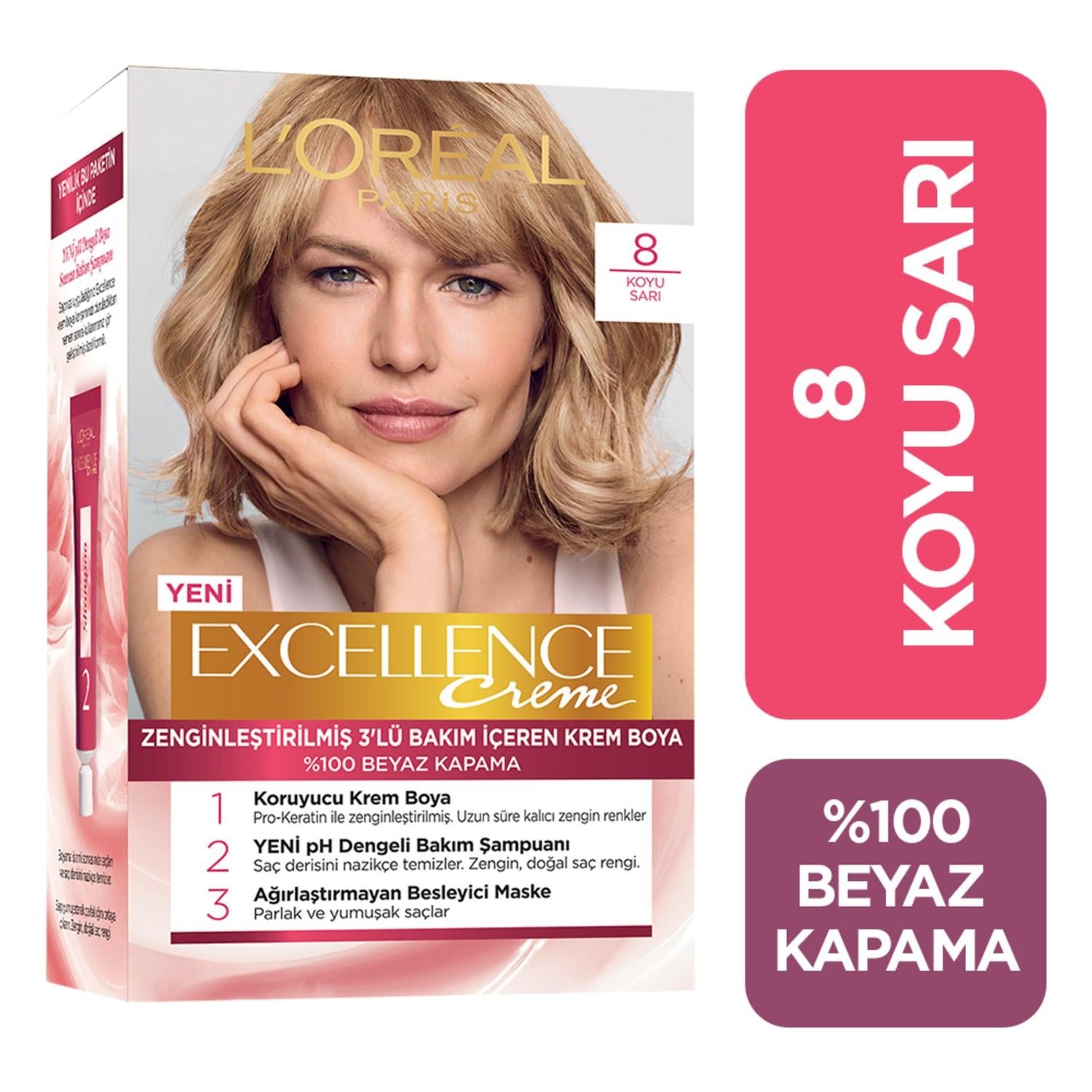 L'Oreal Paris Excellence Creme Saç Boyası - 8 Koyu Sarı