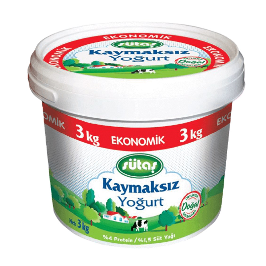 Sütaş Kaymaksız Yarım Yaglı Yoğurt 3000 Gr