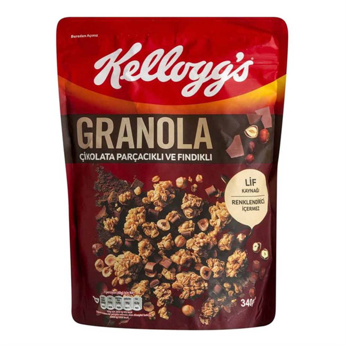 Kellogs Gronala Çikolata Parçacıklı Fındıklı 340 gr