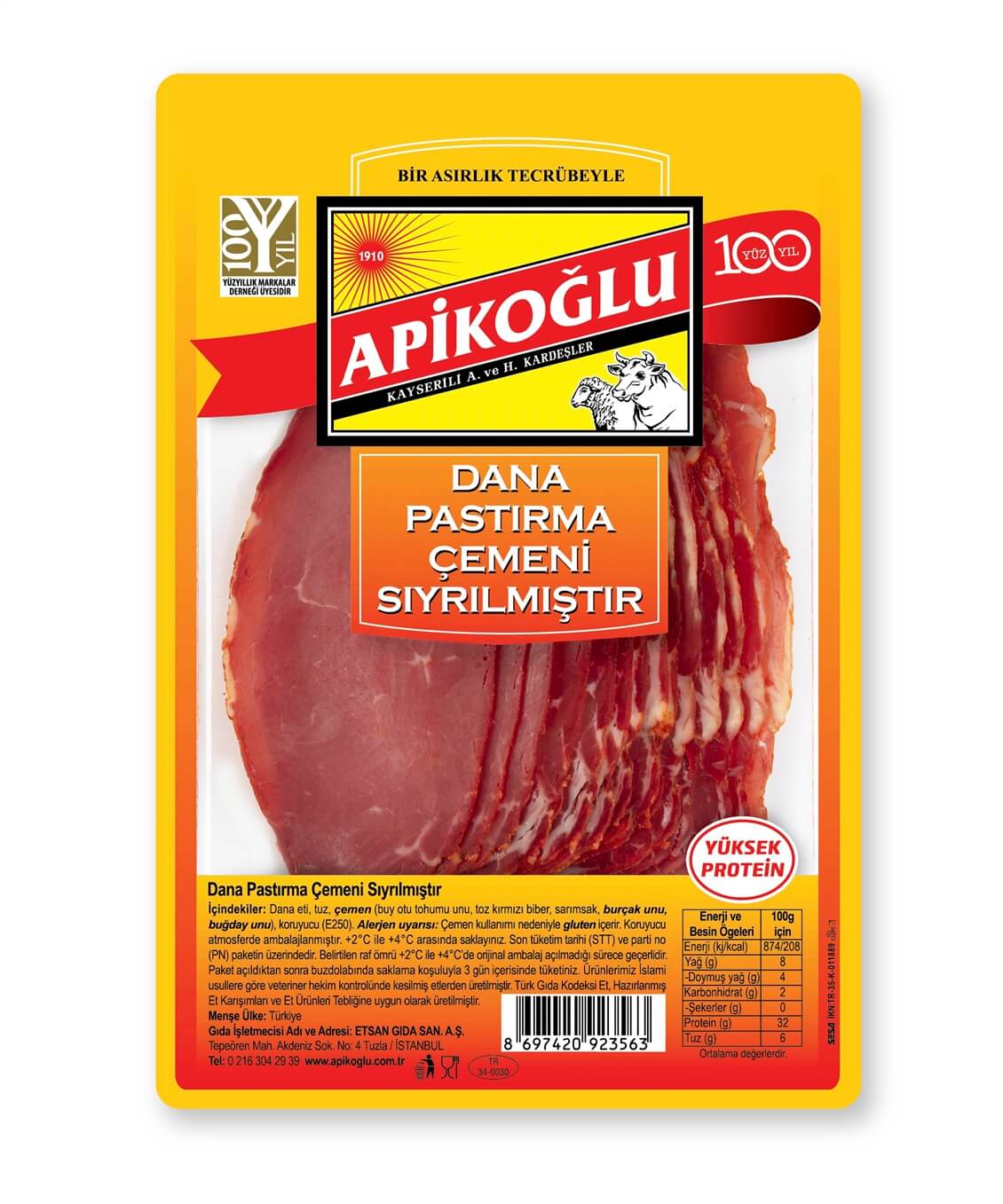 Apikoğlu Dana Pastırma Çemensiz 90 gr