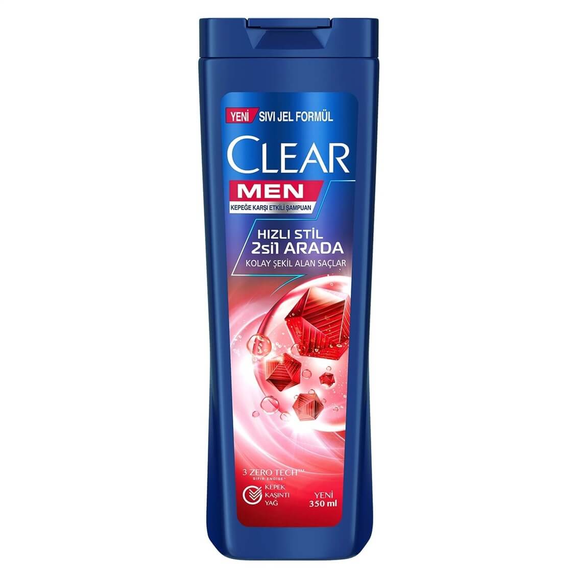 Clear Men Kepeğe Karşı Etkili Şampuan Hızlı Stil 2'si 1 Arada Kolay Şekil Alan Saçlar 350 ml