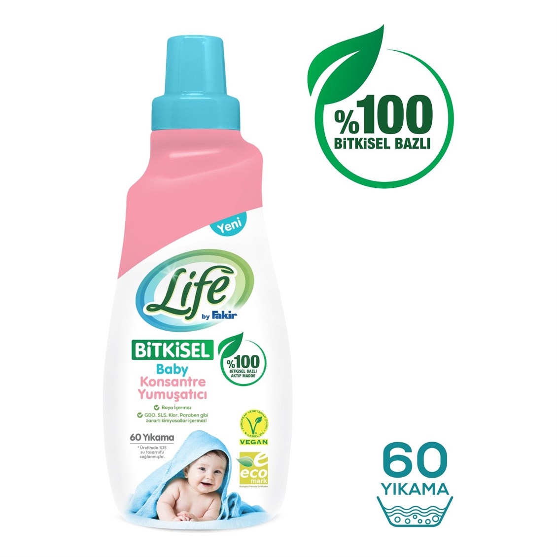 Life by Fakir %100 Bitkisel Bazlı Konsantre Bebek Çamaşır Yumuşatıcısı 1500 ml