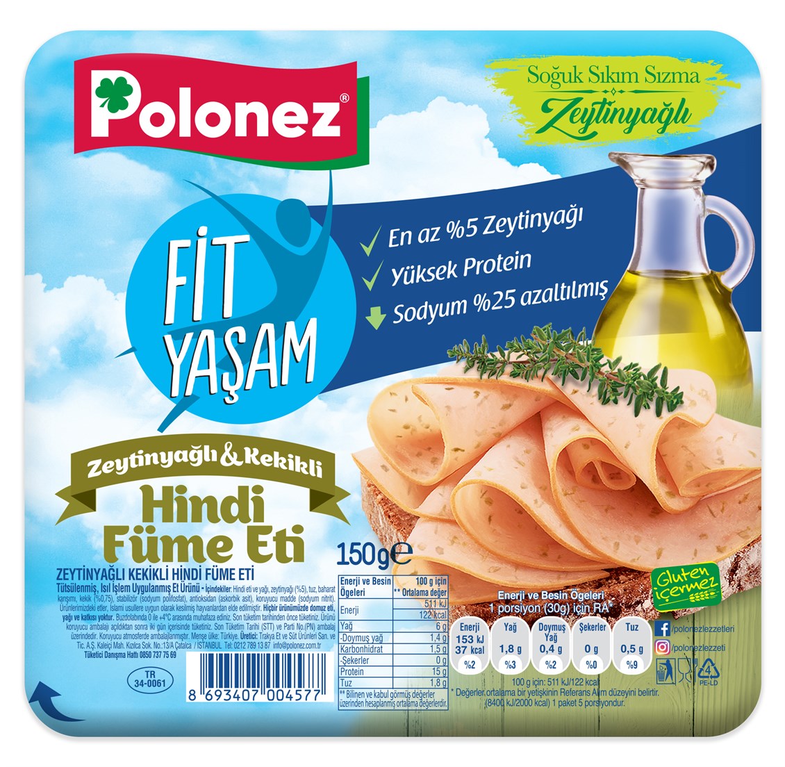 Polonez Fit Hindi Füme Zeytinyağlı Kekikli 150 gr