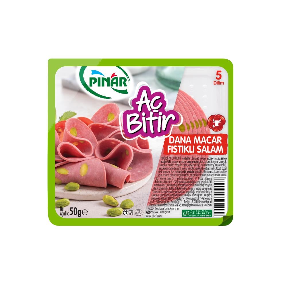 Pınar Aç Bitir Fıstıklı Macar Salam 50 gr