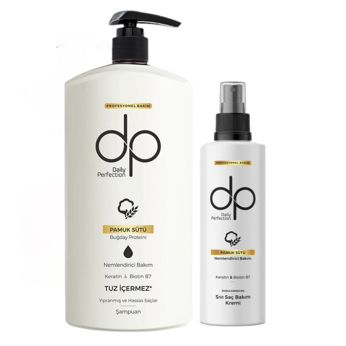 DP Şampuan 425 ml + Saç Kremi 180 ml Pamuk Sütü ve Buğday Proteini