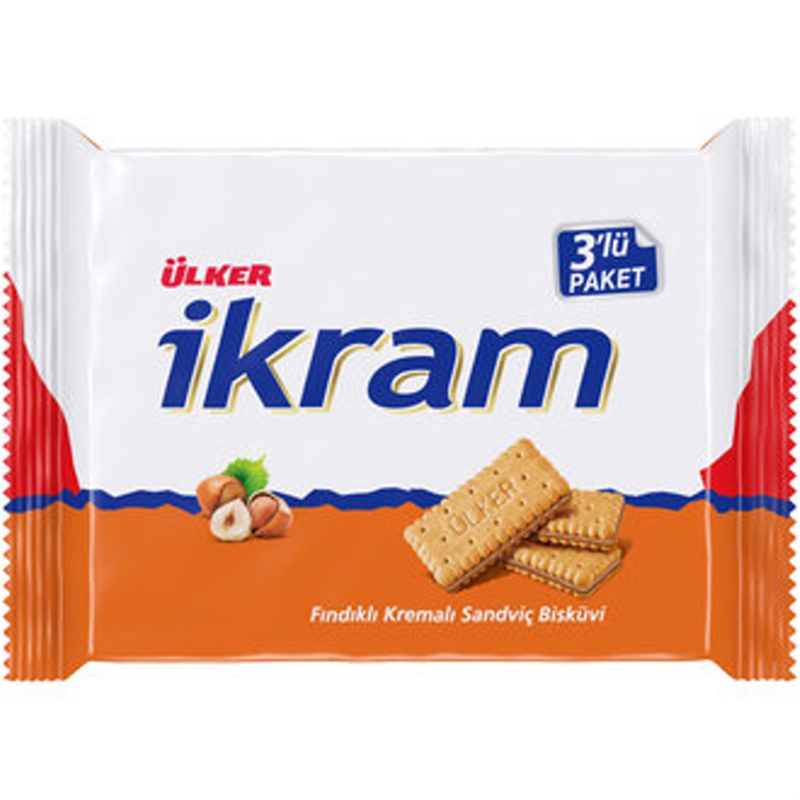 Ülker İkram Fındıklı Kremalı Bisküvi 3'lü 228 Gr