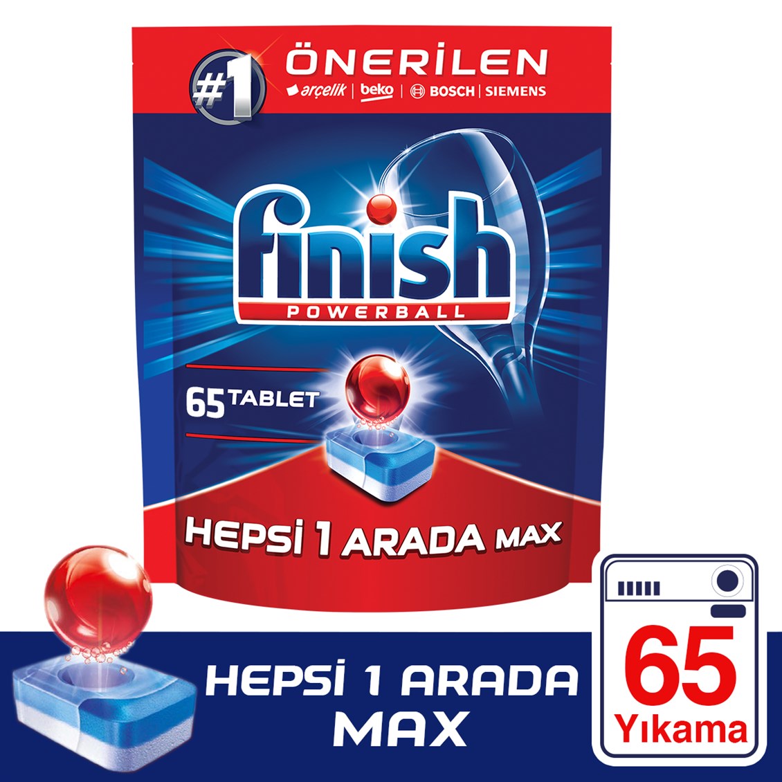 Finish Hepsi Bir Arada Max 65 Tablet Bulaşık Makinesi Deterjanı