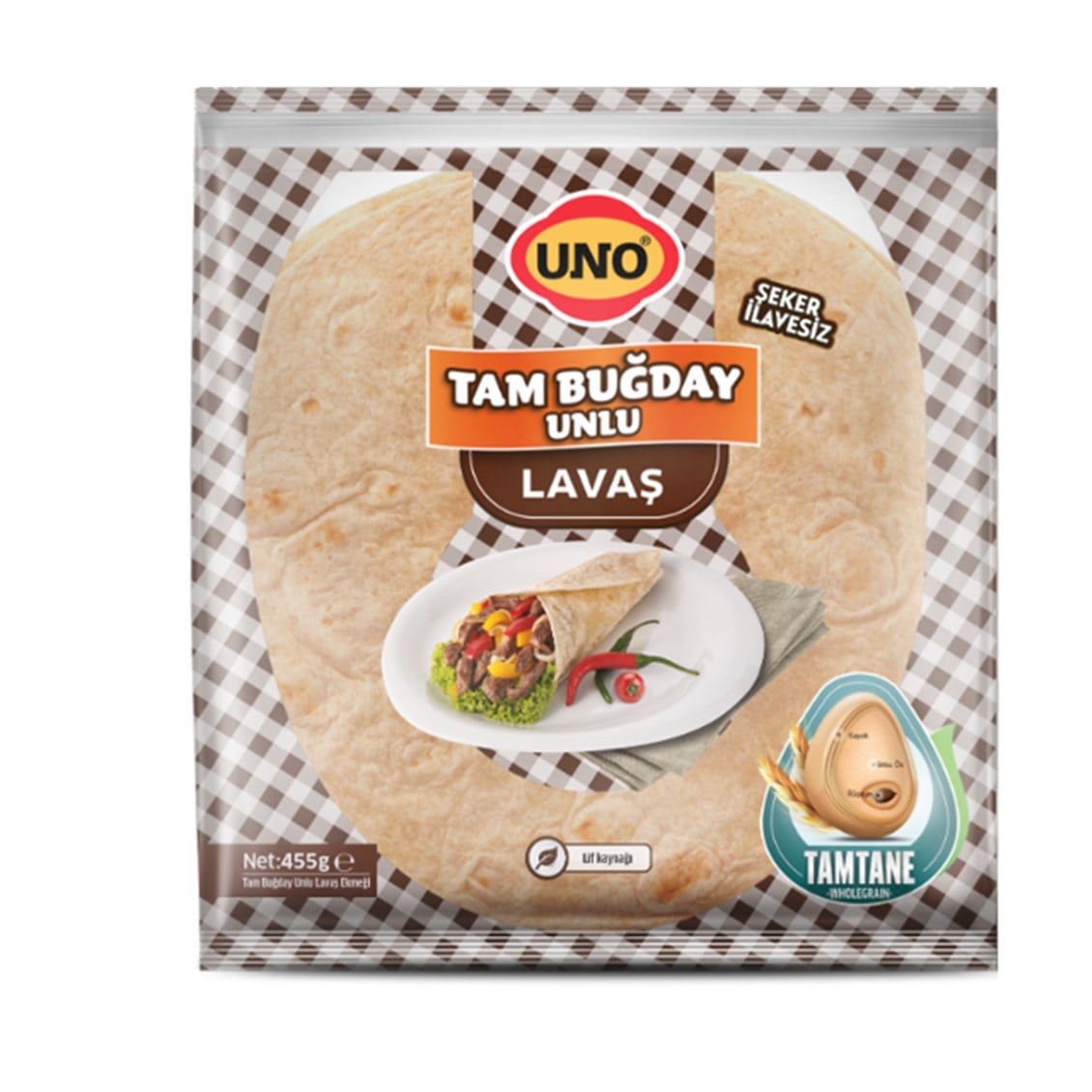 Uno Lavaş Premium Tam Buğdaylı 25 Cm 455 Gr
