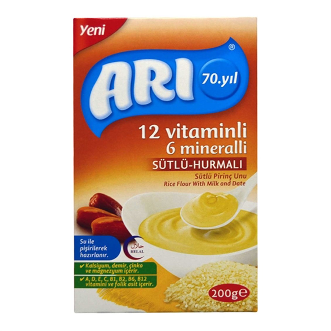 Arı 4+ Ay Hurmalı Sütlü Pirinç Unu Bebek Maması 200 Gr