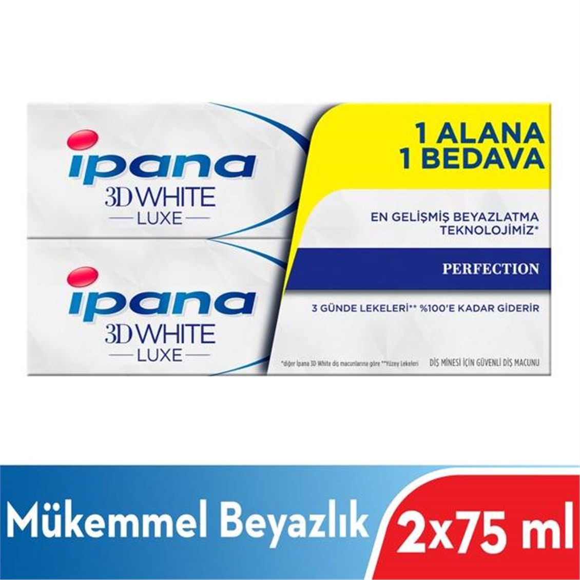 İpana 3D White Luxe Perfection 75 ml Diş Macunu 2'li