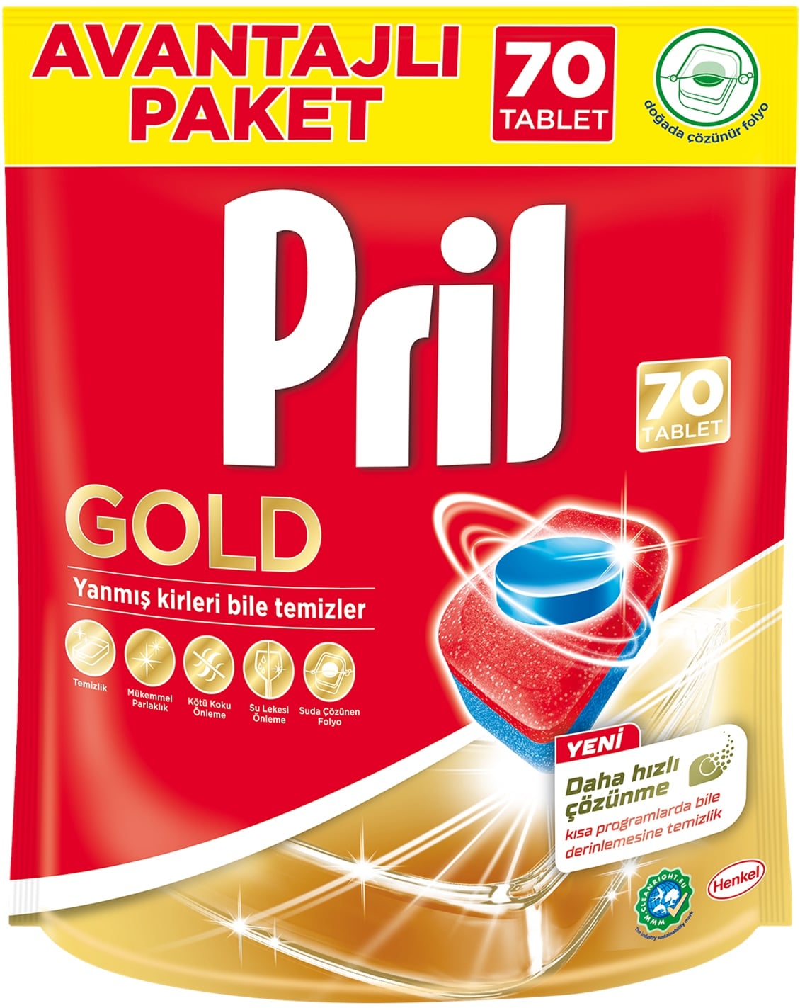 Pril Bulaşık Tableti Gold 70'li Doypack