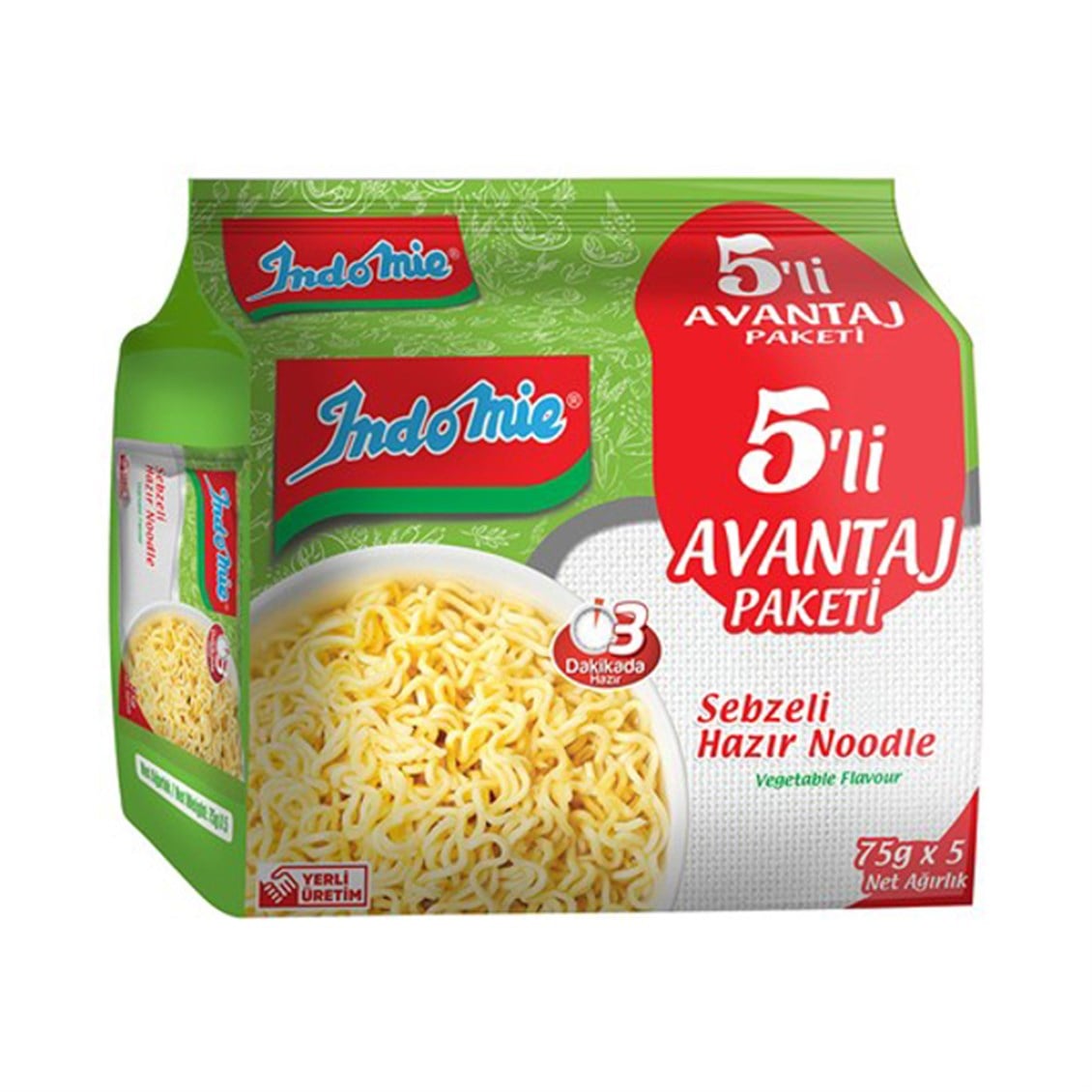 İndomie Sebzeli Noodle 5'li 5x75 Gr