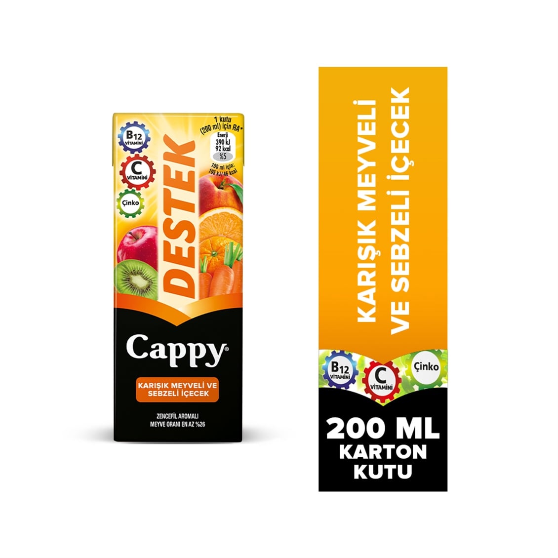 Cappy Destek Karışık Meyveli Ve Sebzeli İçecek 200 ml