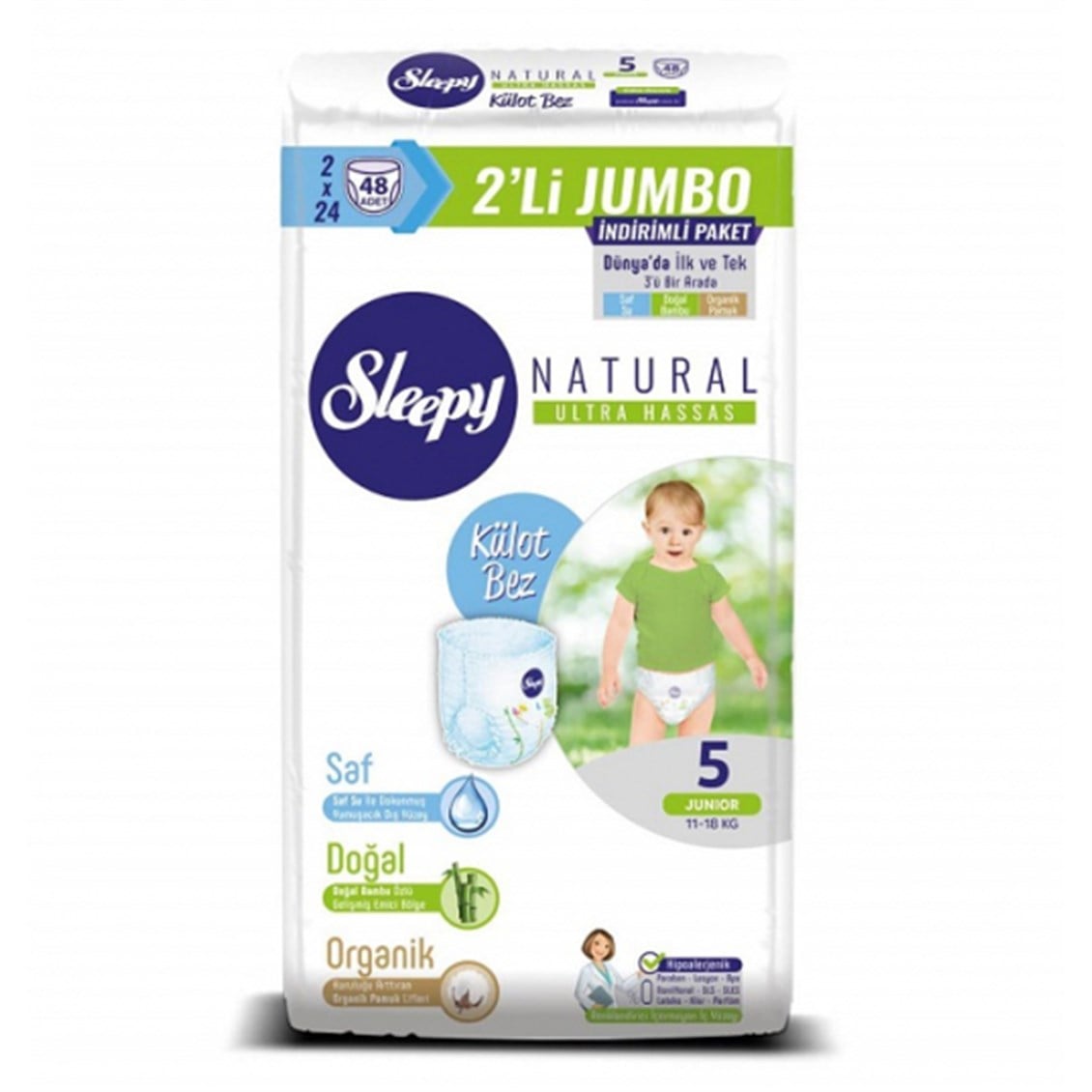 Sleepy Natural 5 Numara 48 Adet Jumbo Paket Külot Bez