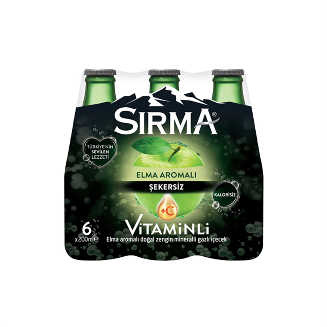 Sırma Şekersiz C Vitamini Elma Aromalı 200 ml 6'lı Gazlı İçecek