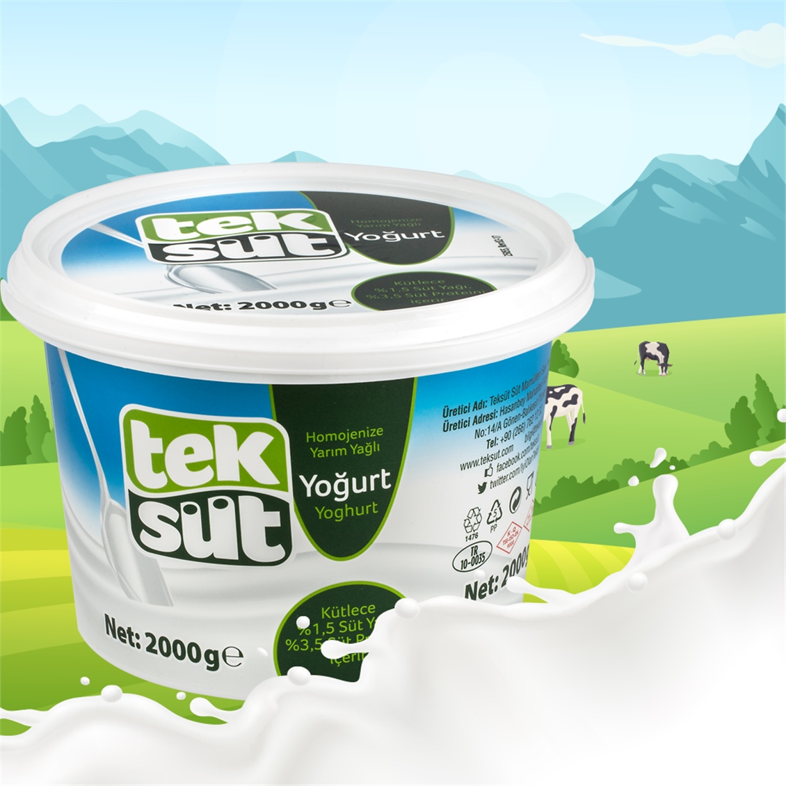  TEKSUT YOGURT YARIM YAGLI 2000 GR 