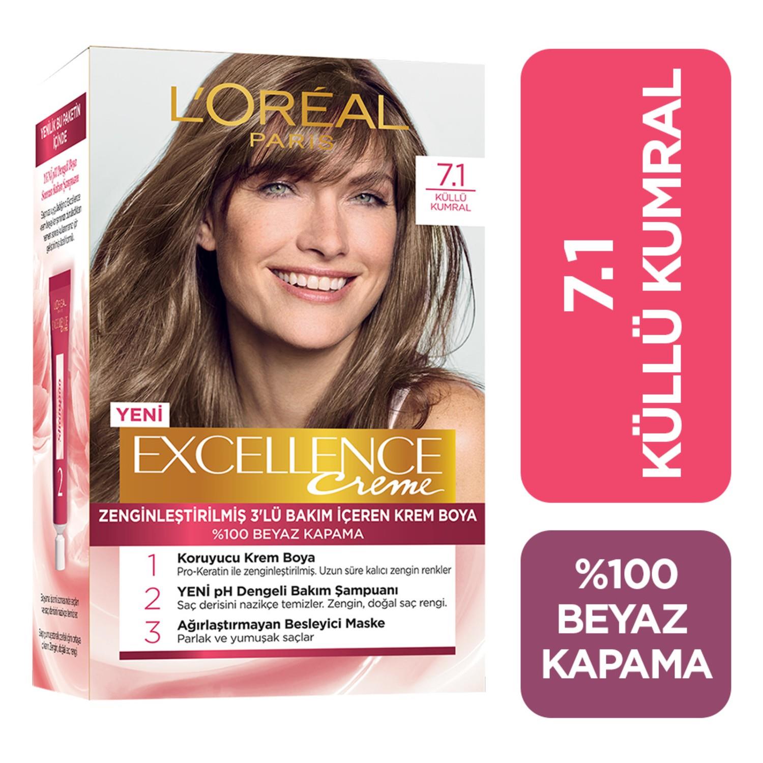L'Oréal Paris Excellence Creme Saç Boyası - 7.1 Küllü Kumral