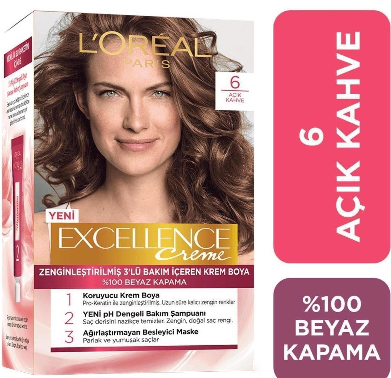 L'Oréal Paris Excellence Creme Saç Boyası - 6 Açık Kahve