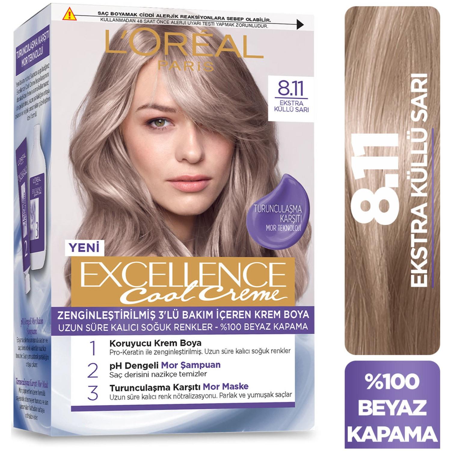 L'Oréal Paris Excellence Cool Creme Saç Boyası - 8.11 Ekstra Küllü Sarı
