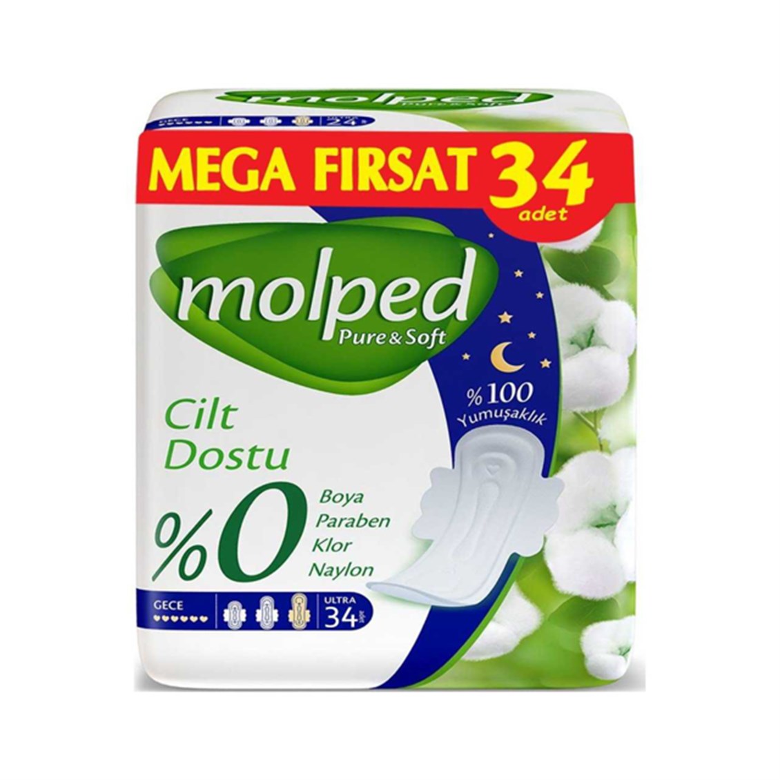 Molped Pure Soft Mega Paket Gece 34'lü
