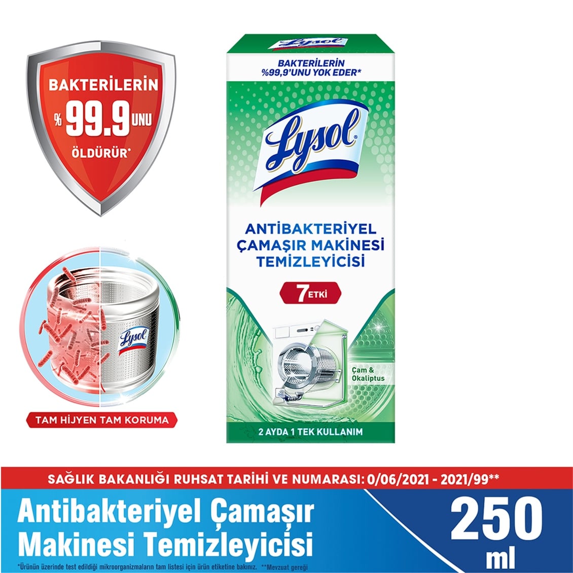 Lysol Antibakteriyel Çamaşır Makine Temizleyici Tekli 250  ml