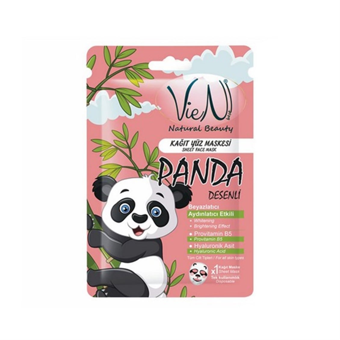  VIEN KAGIT MASKE PANDA DESENLI 