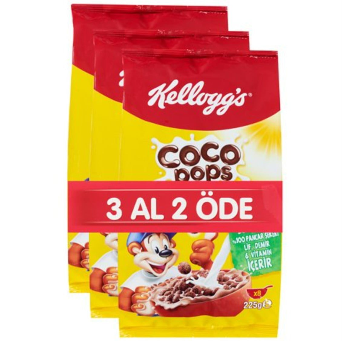 Kellogg's Coco Pops 225 gr Kahvaltılık Gevrek 3 Al 2 Öde
