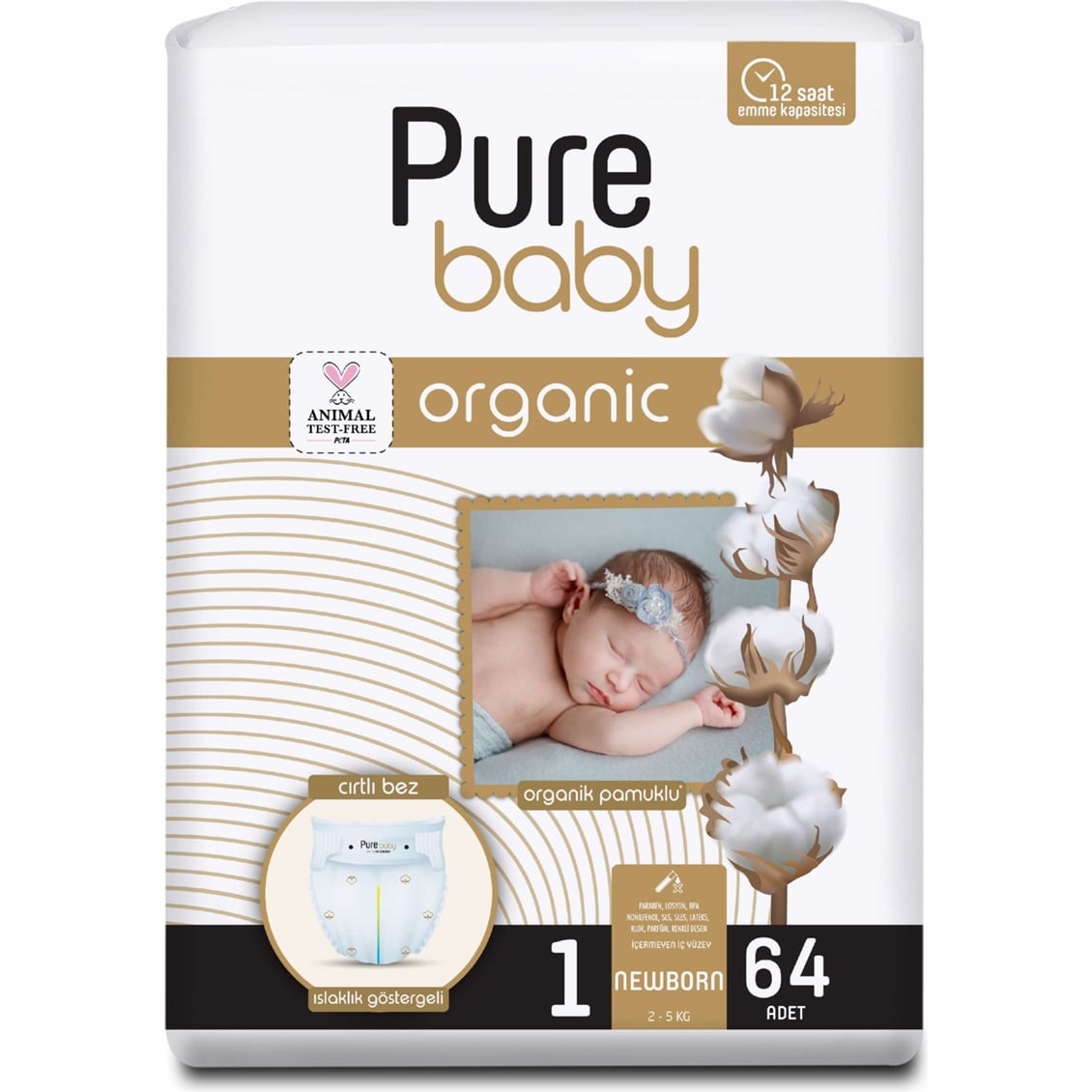 Pure Baby Pamuk 2'li jumbo Nborn 64'lü