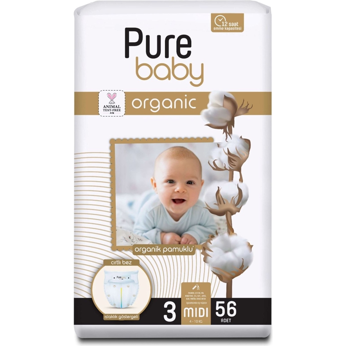 Pure Baby Pamuk 2'li Jumbo Midi 56'lı