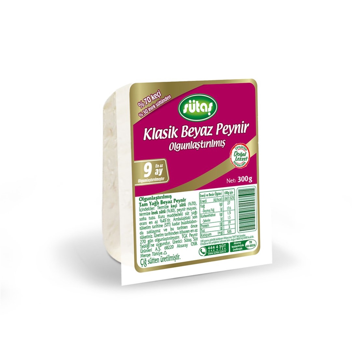 Sütaş Beyaz Keçi İnek Peyniri 300 Gr