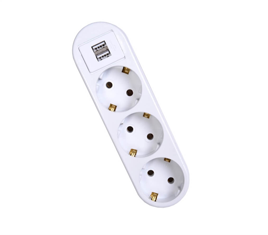Smart Socket 3'lü Grup Priz 2 x USB Goldyad Beyaz