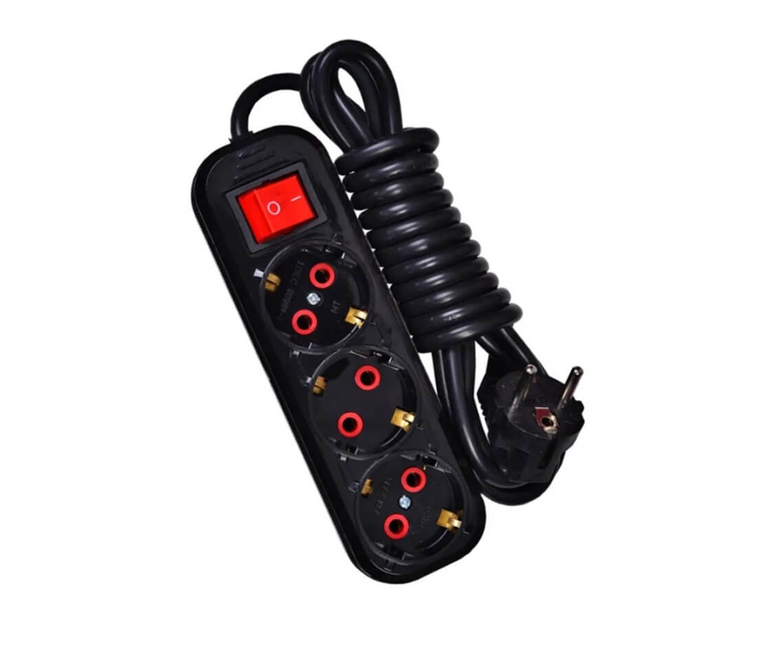 Smart Socket Üçlü Akım Korumalı Anahtarlı Grup Priz 3 mt Siyah
