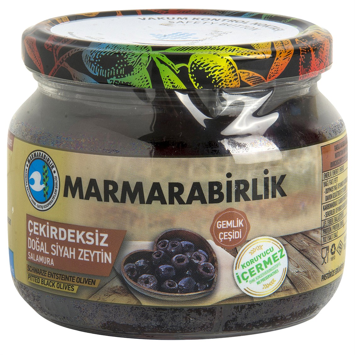 Marmara Birlik Çekirdeksiz Siyah Zeytin 340  gr