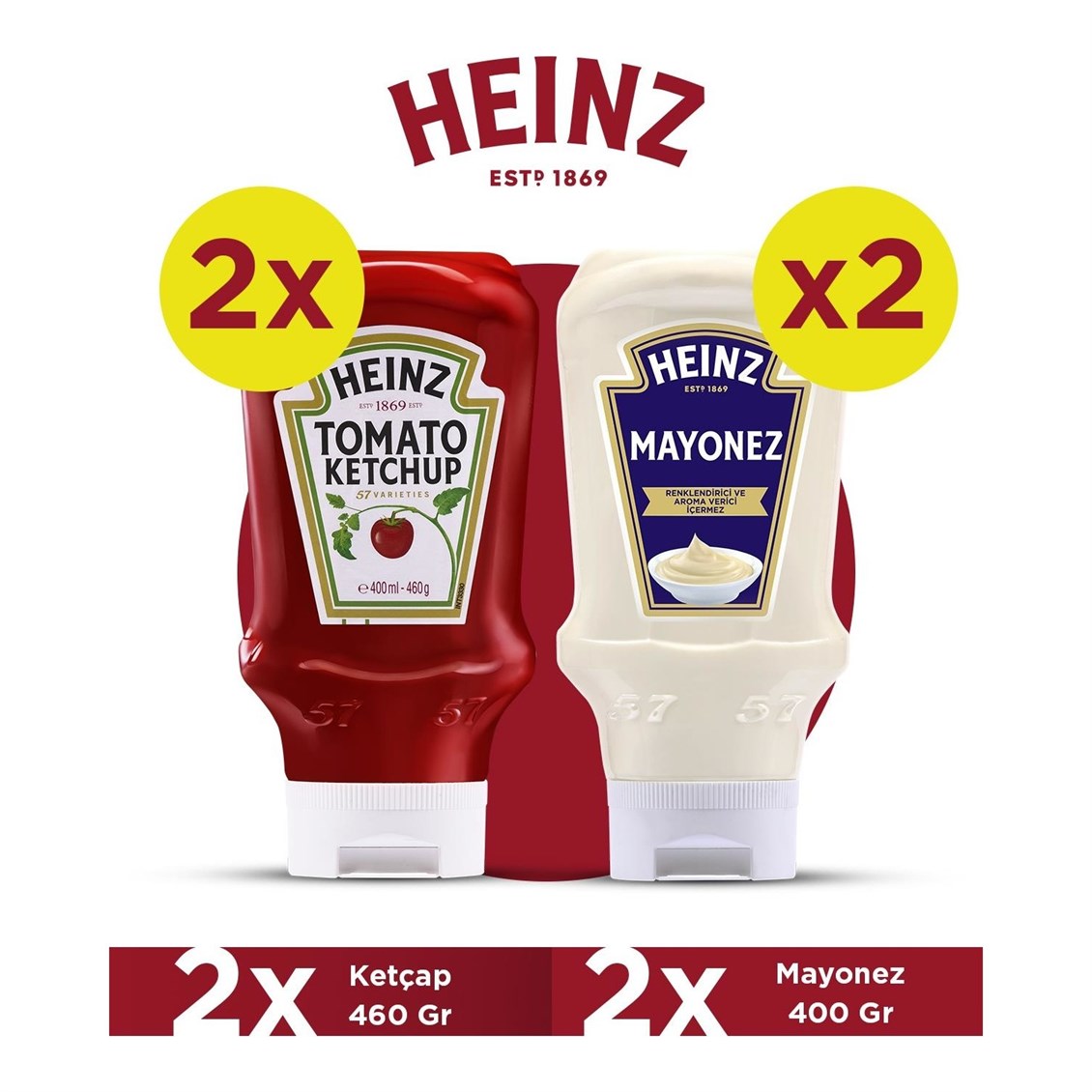 ETC.HEINZ KETCAP 460GR+MAY.400GRX2 ADET