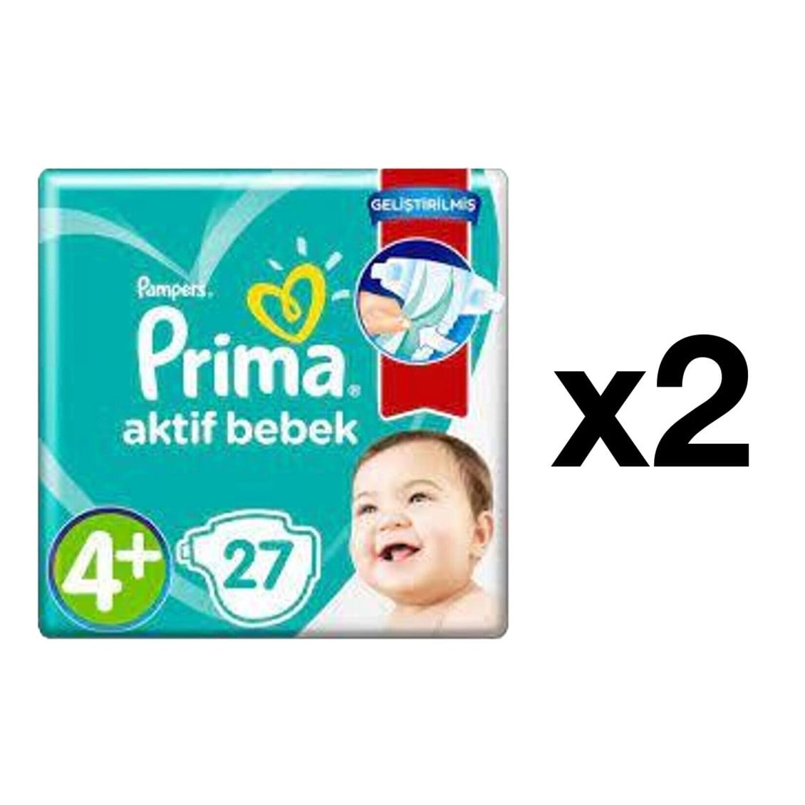 Prima Aktif No 4+ Maxi Plus 27 Adet Bebek Bezi x 2 Adet