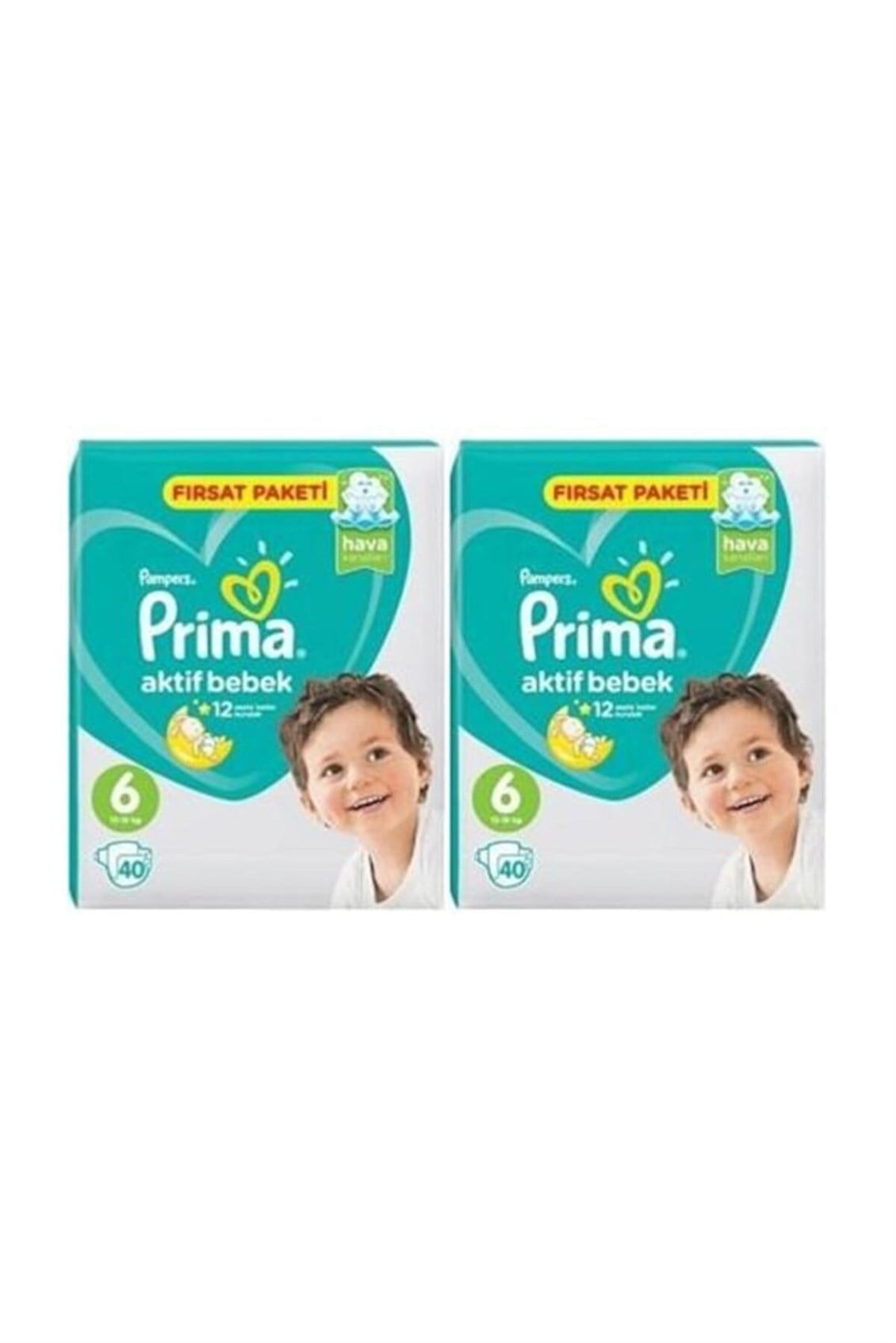 Prima Aktif Bebek 6 Xl  Fırsat Paket 40'lı Bebek Bezi x 2