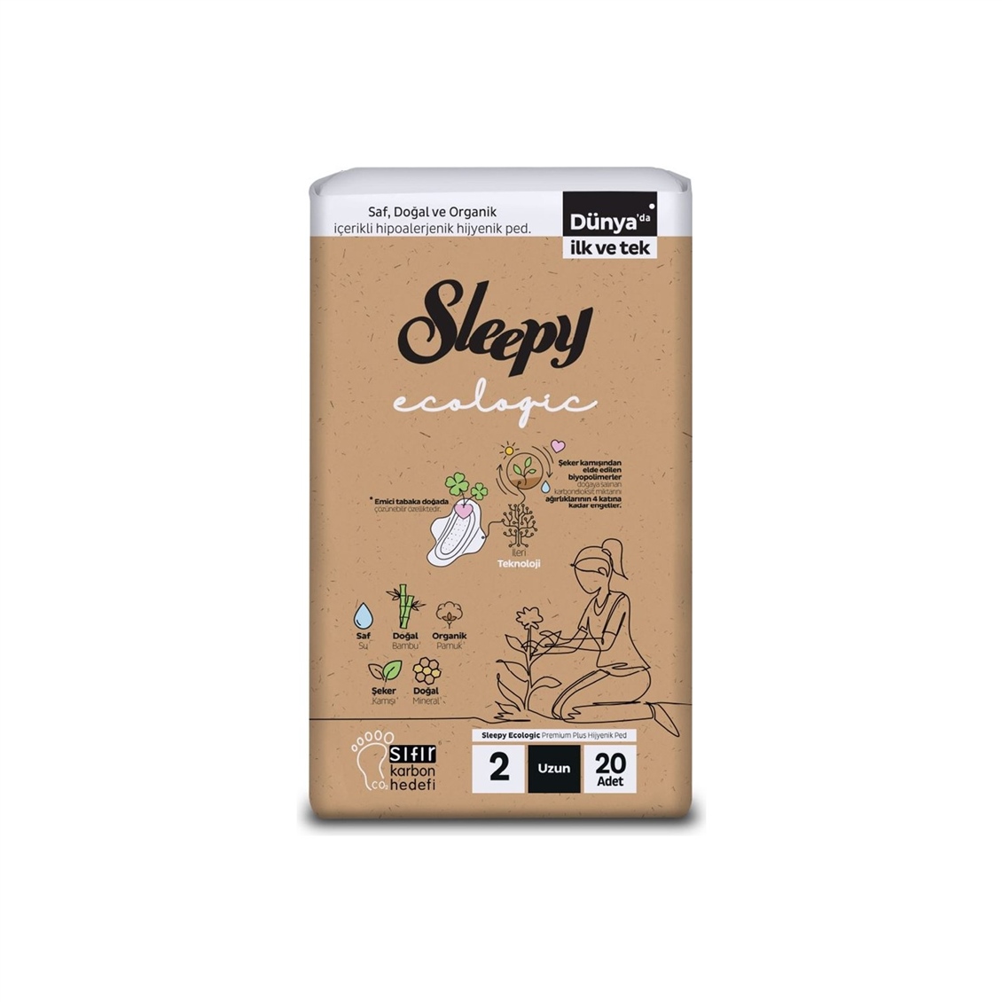 Sleepy Ecologic Premium Plus Hijyenik Ped Uzun 20'li
