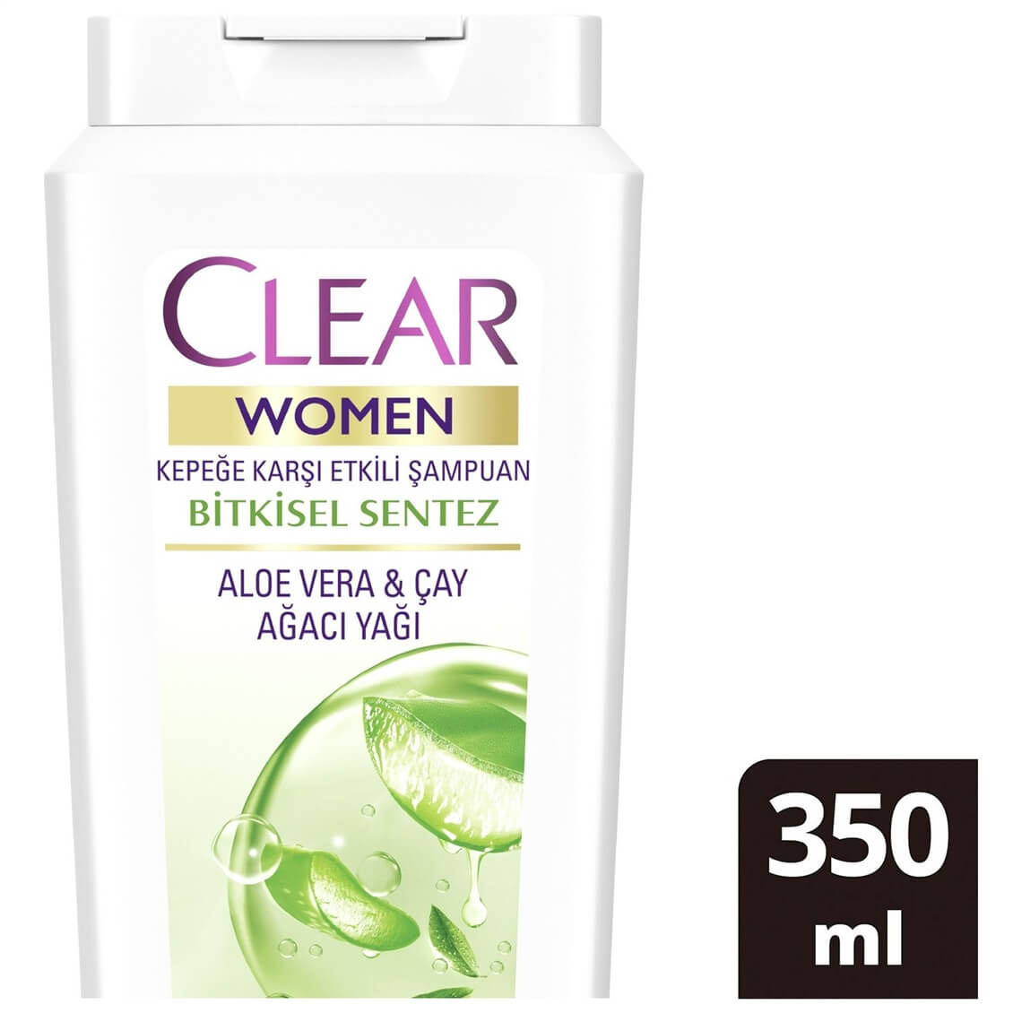 Clear Women Kepeğe Karşı Etkili Şampuan Bitkisel Sentez Aloe Vera ve Çay Ağacı Yağı 485 ml