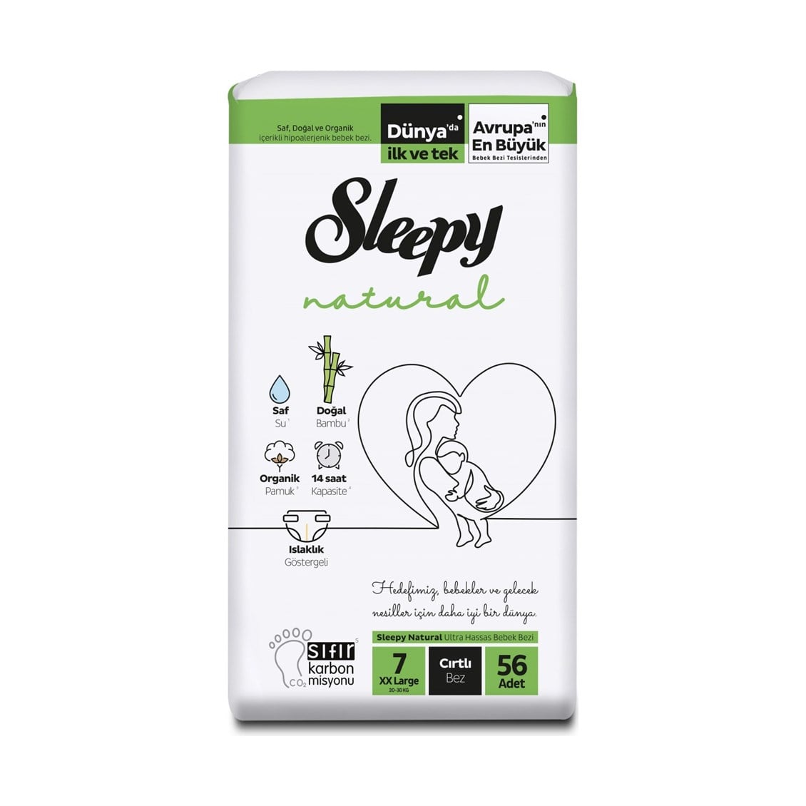 Sleepy Natural 4 Lü Jumbo Bebek Bezi Xxl 7 Numara 56'lı