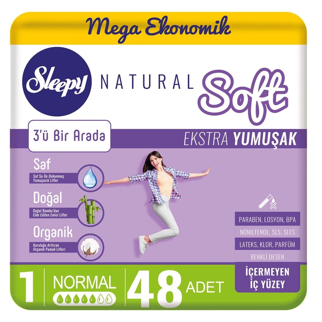 Sleepy Natural Soft Ekstra Hiyjenik Ped Yumuşak Normal 48'li