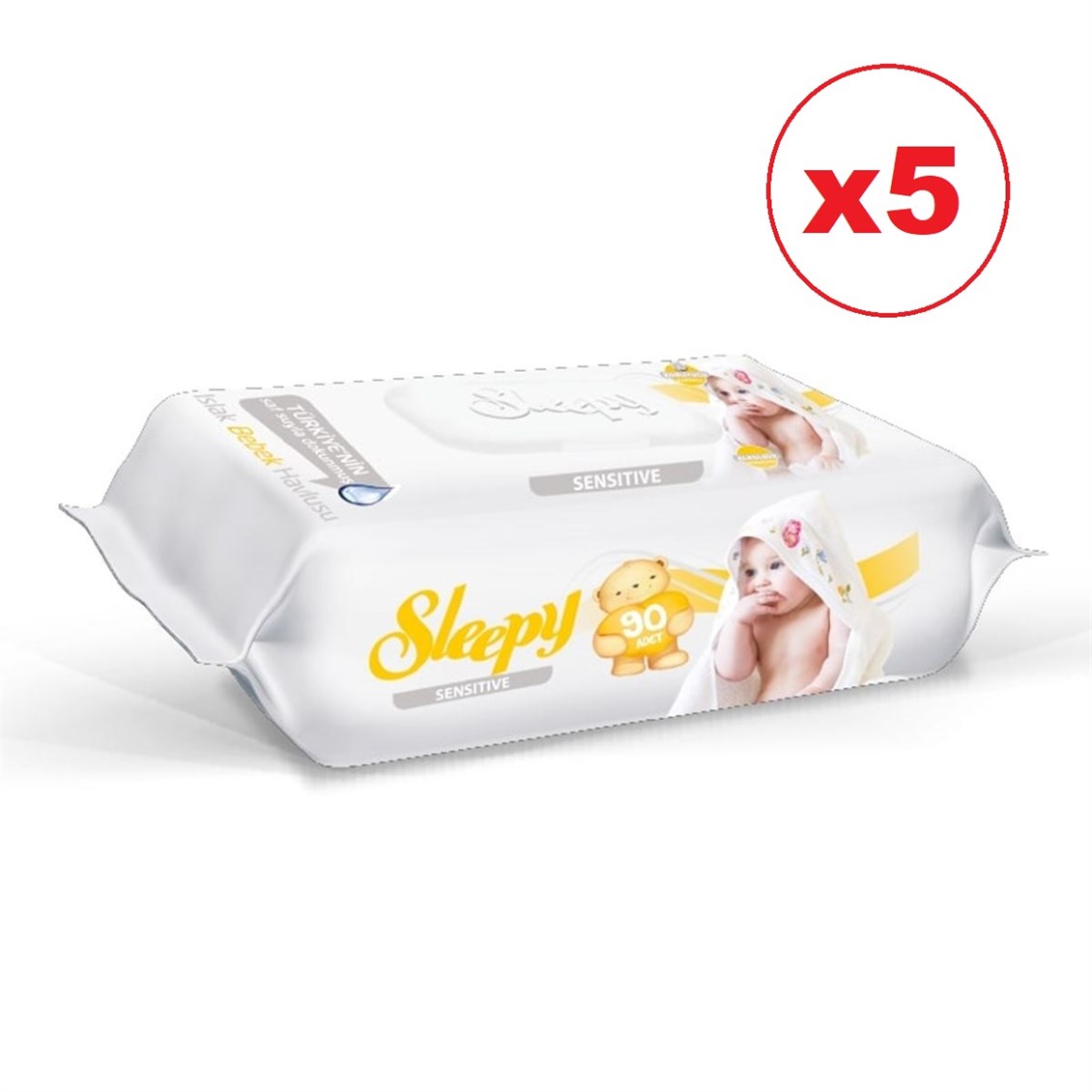 Sleepy Sensitive Islak Havlu 90 Adet 5'li
