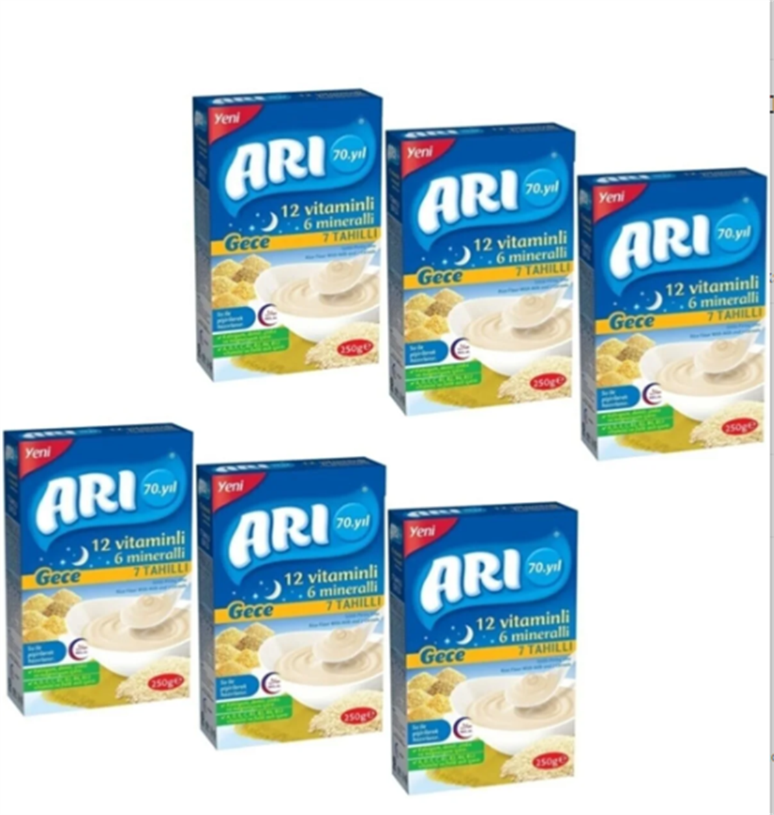 ETC.ARI MAMA SUTLU 7 TAHILLI 12 VIT.250 GR X 6 AD