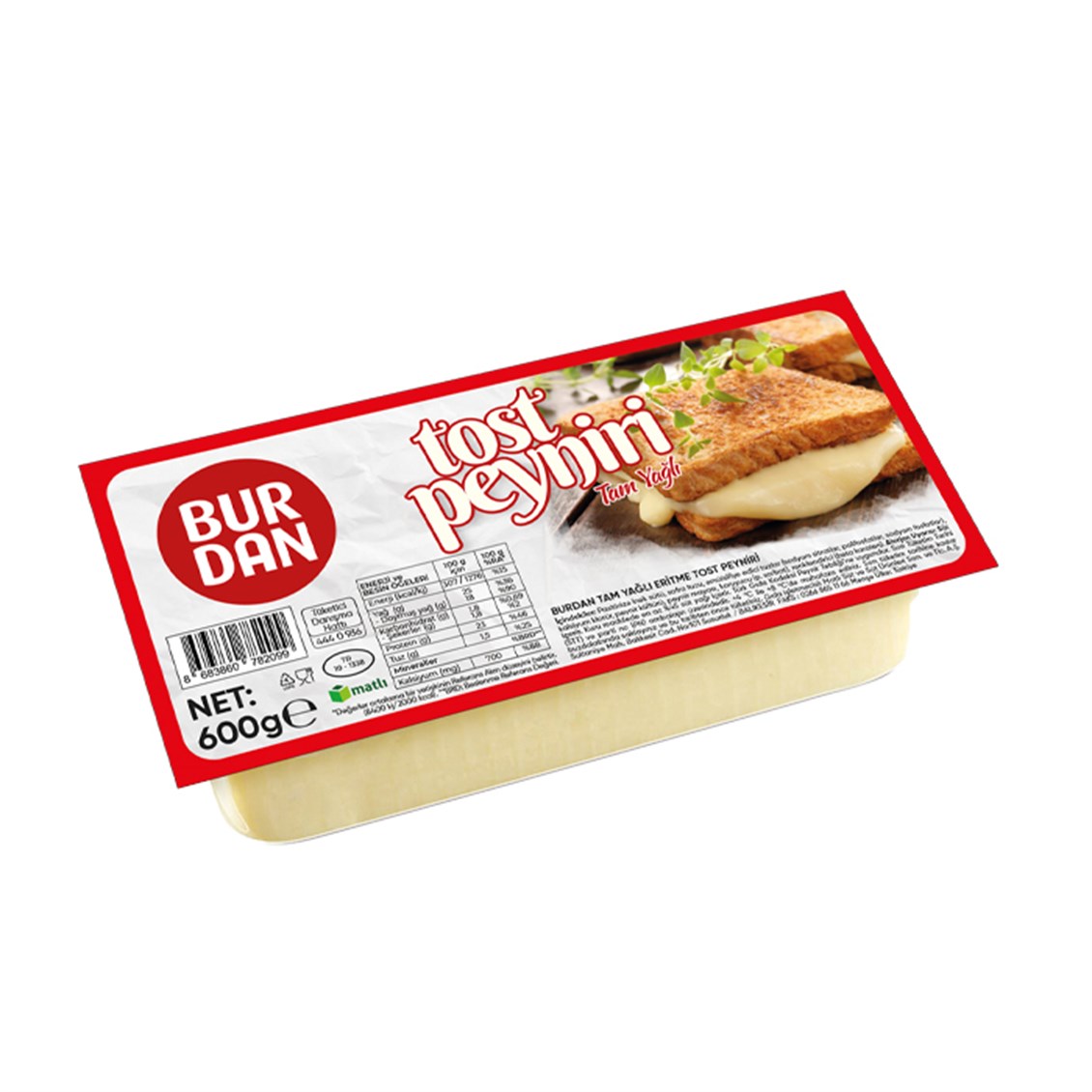 Burdan Tost Peynir Yarım Yağlı 600 Gr