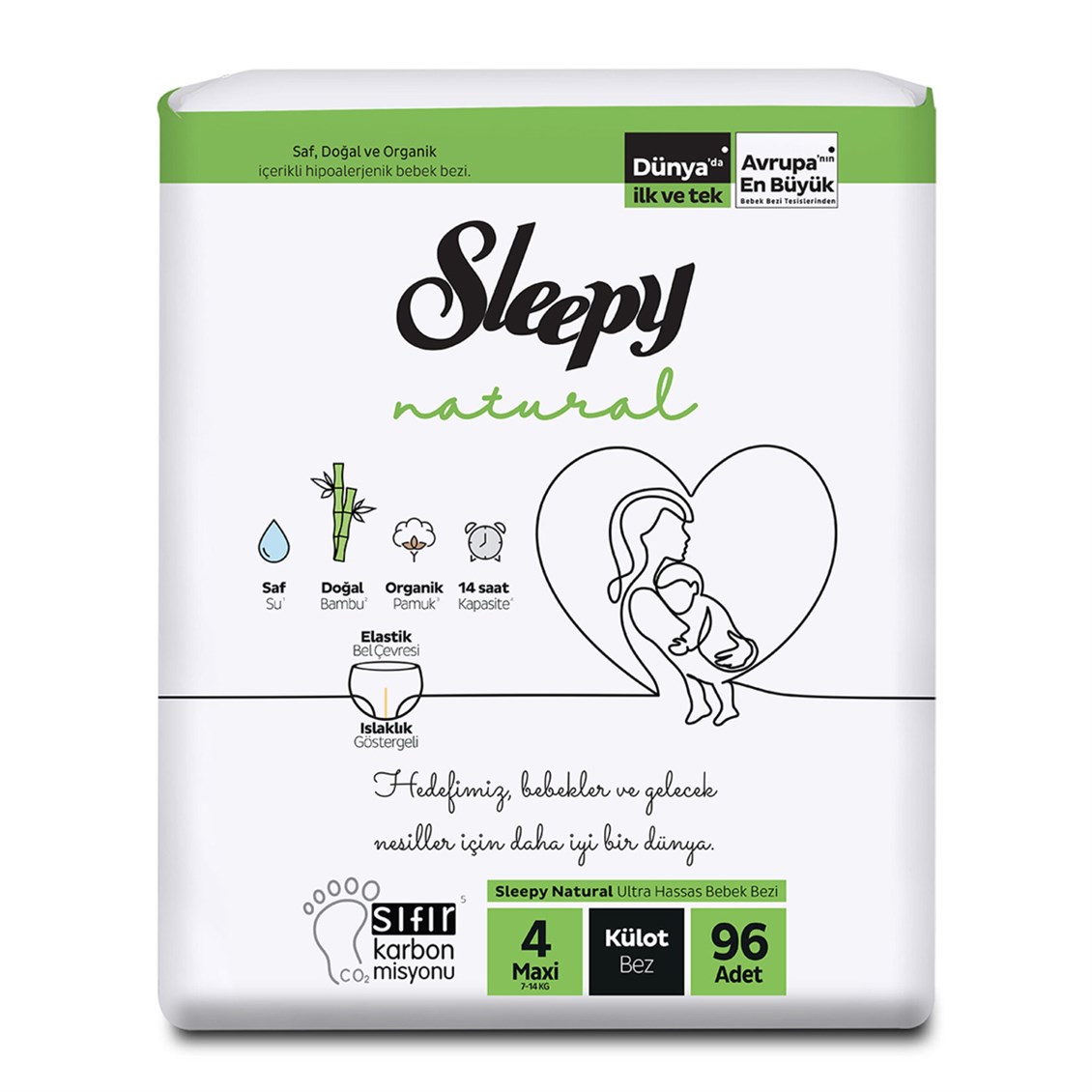 Sleepy Natural 4 lü Jumbo Külot Bebek Bezi Maxi 4 Numara 96'lı