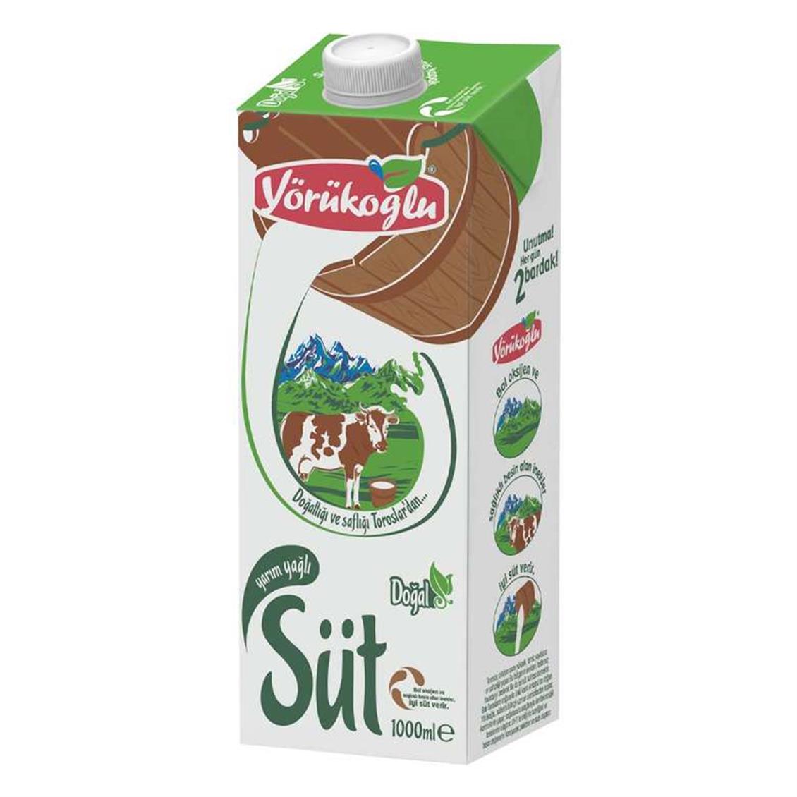 Yörükoğlu Süt Yarım Yağlı 1 lt