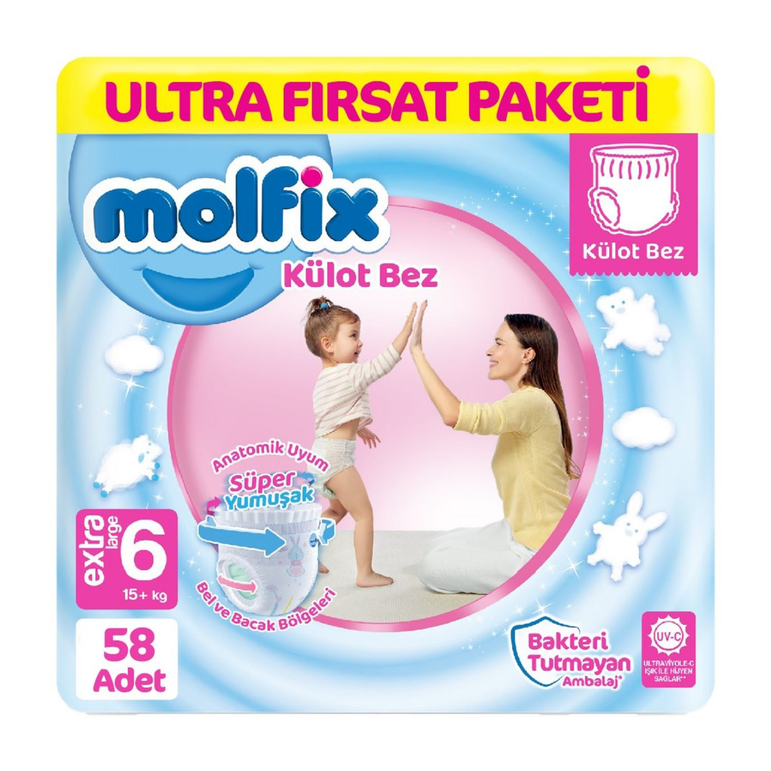 Molfix Külot Bebek Bezi 6 Beden Extra Large Ultra Fırsat Paketi 58'li