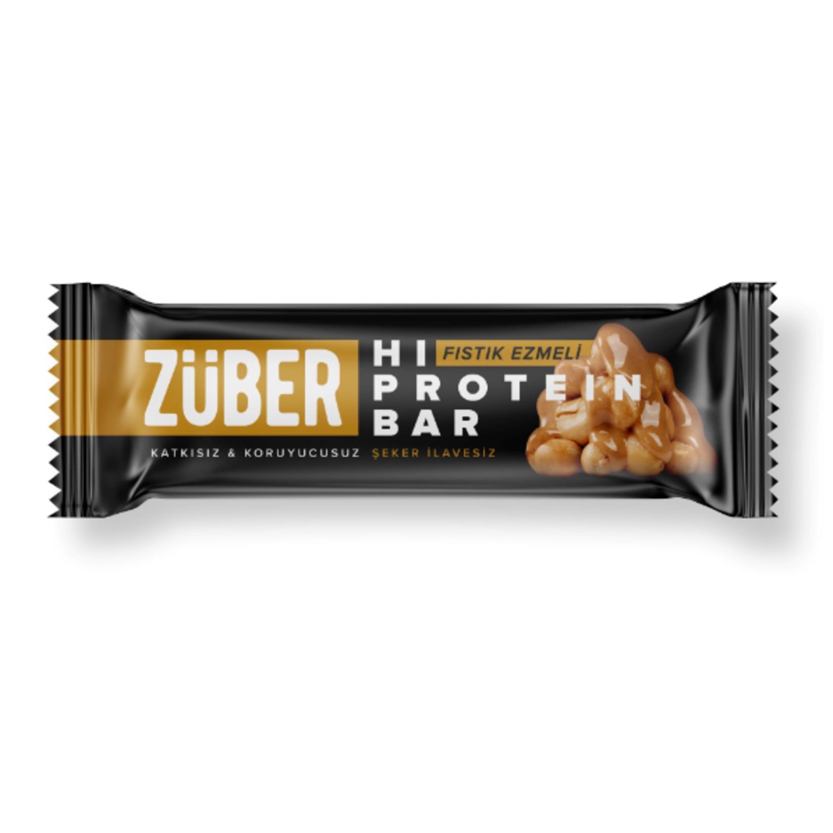 Züber Şeker İlavesiz Fıstık Ezmeli Hi-Protein Bar 45 gr