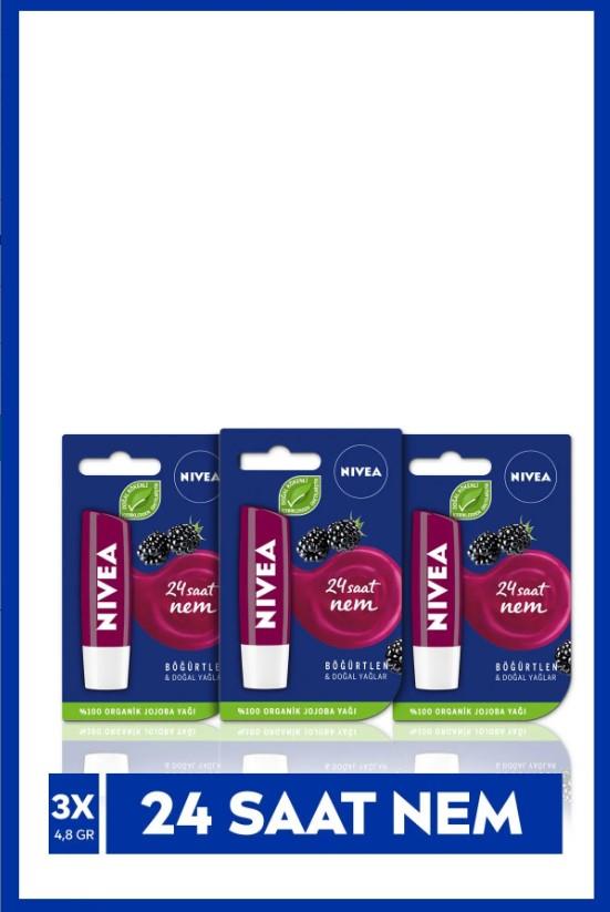Nivea Dudak Kremi Böğürtlen 4.8 gr x3